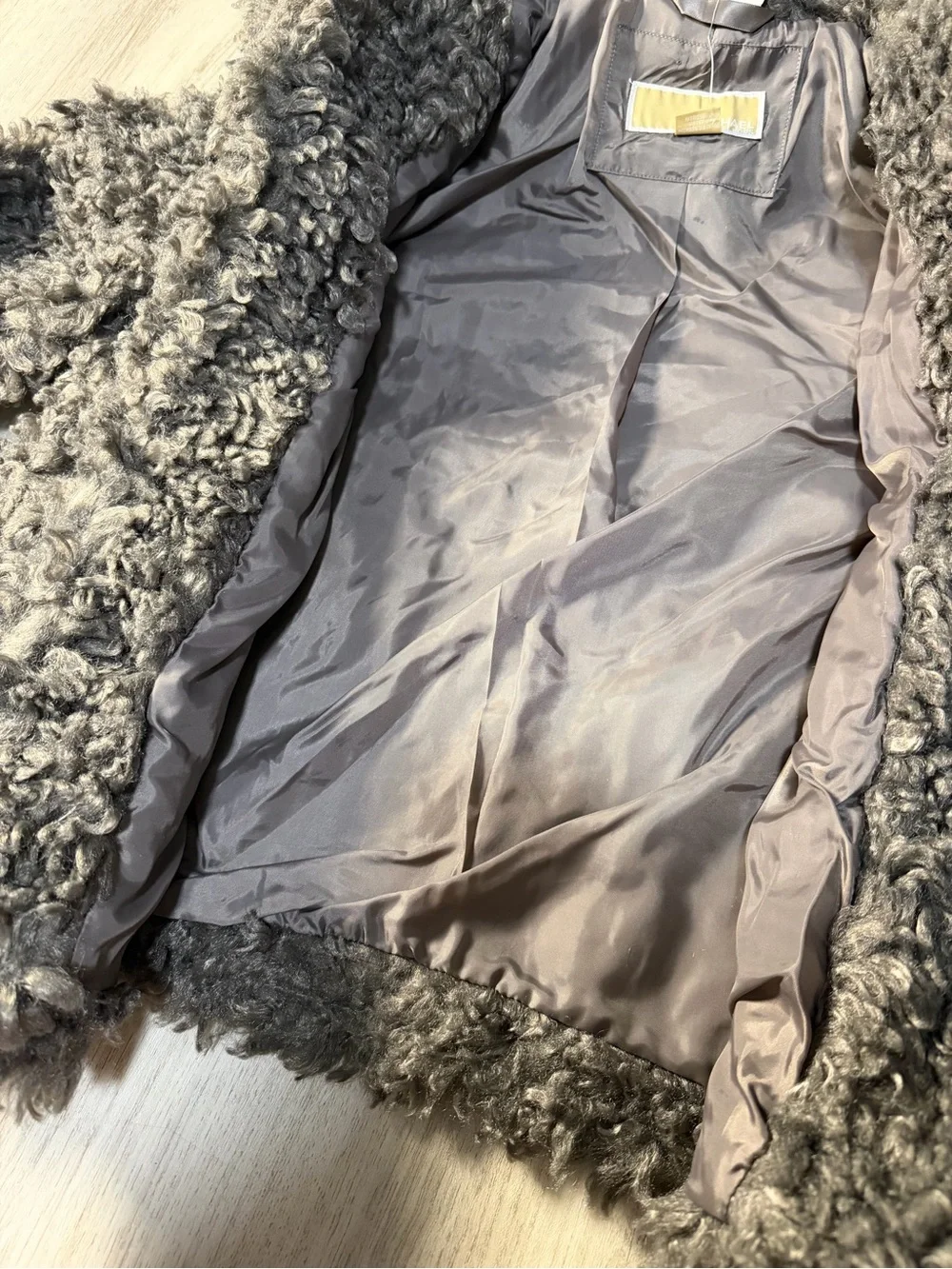 Michael Kors Plush Faux Shearling Teddy Jacket - Gray